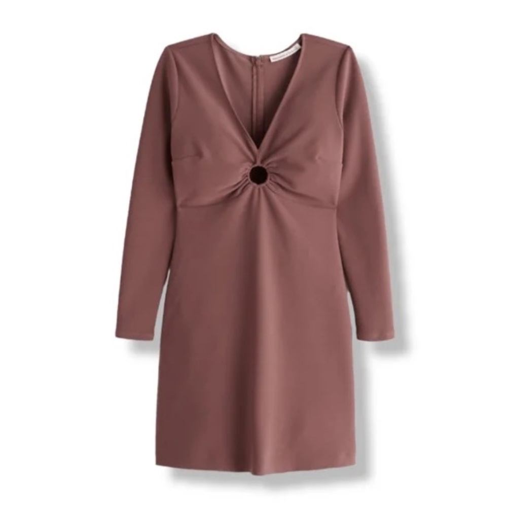 A&F Long Sleeve Cocktail Dress Brown O-Ring, Small